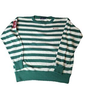 Ralph Lauren Yacht Club Sweater Green White Breton Stripe Nautical 93 Patch L